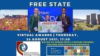 May be an image of 3 people and text that says "FREE STATE Eskom DO FREESTATE VIRTUAL AWARDS THURSDAY, 26 AUGUST 2021, 17:30 WATCH VIA ESKOM EXPO'S YOUTUBE CHANNEL: YOUTUBE.COM/C/EXPOSCIENCECOZA DUSCOVER Central University of Technology, Free State @Eskom EXPO"